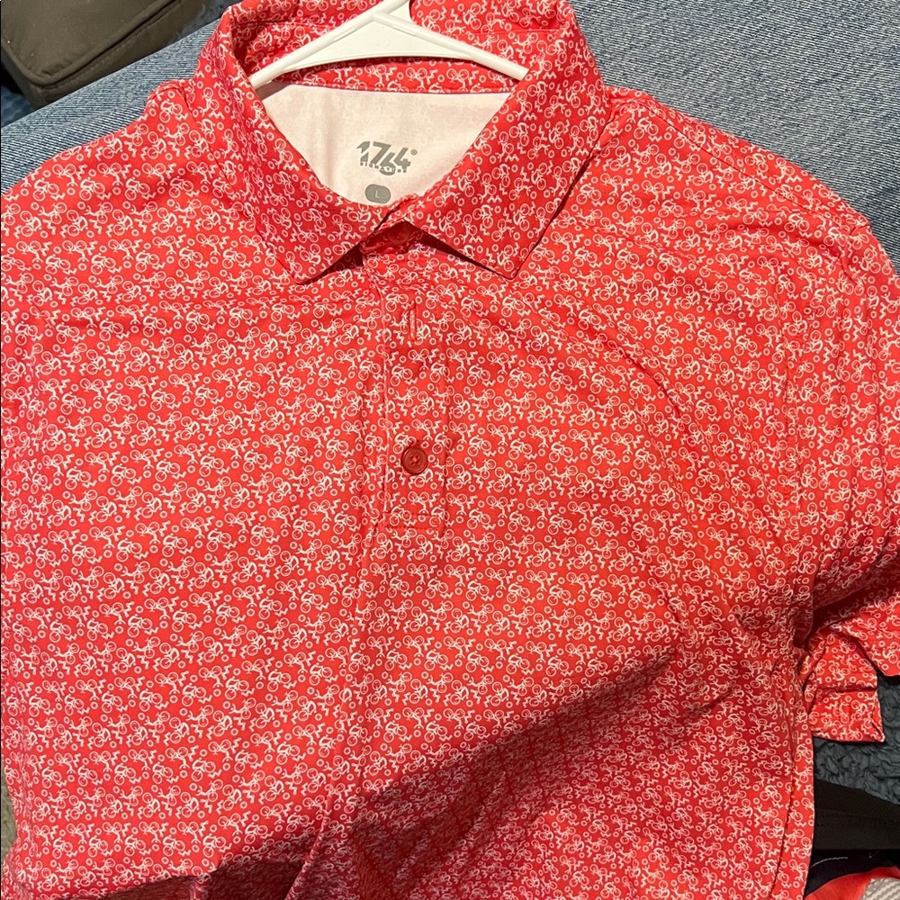 1764 Red Patterned Men's Casual Shirt
